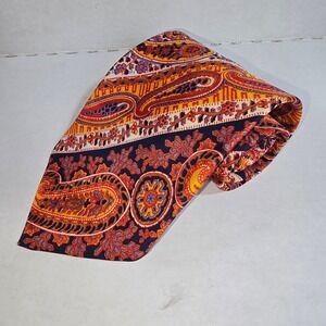VINTAGE Kipper Dayton's Navy Blue and Orange‎ Paisley Neck Tie NEW! England